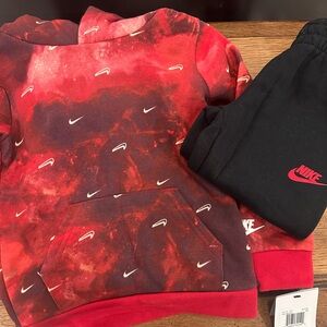 Nike Kids Red and Black Jogger Set